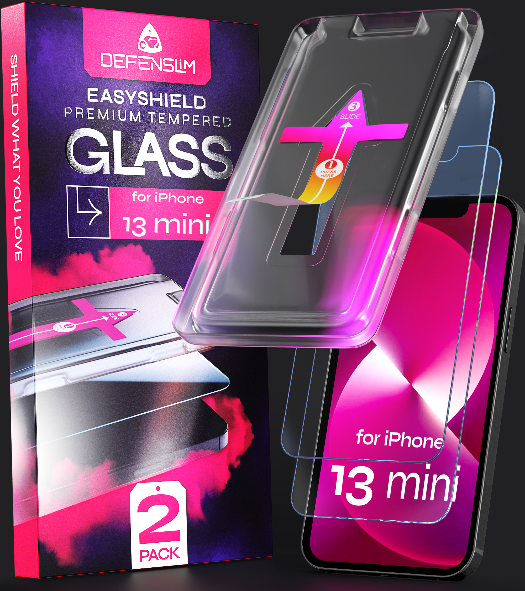 Defenslim iPhone 13 mini Screen Protector [2-Pack] with Easy Auto