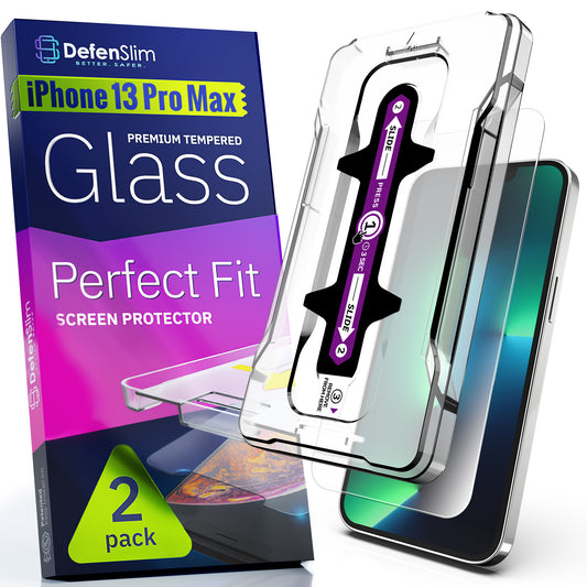 Defenslim iPhone 13 Pro Max Screen Protector [2-Pack] with Easy Auto-Align Install Kit