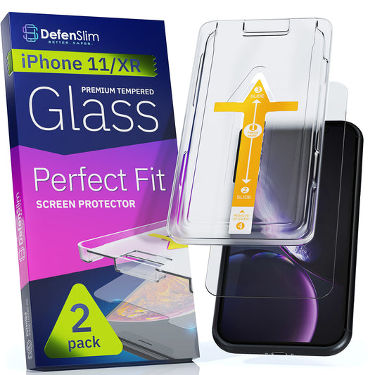 Defenslim iPhone 11 / XR Screen Protector [2-Pack] with Easy Auto-Align Install Kit