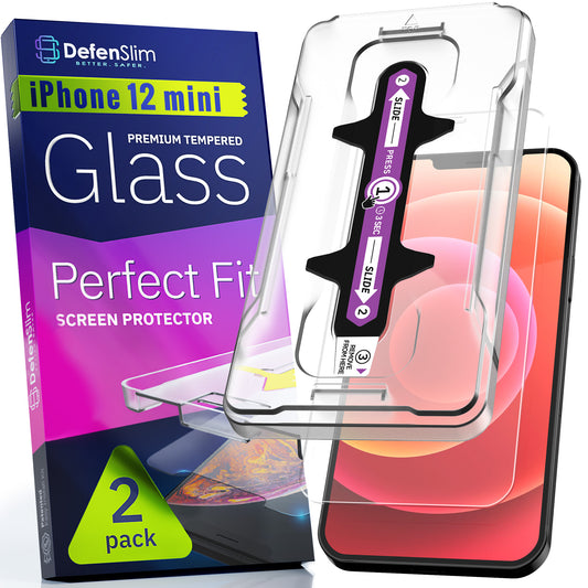 Defenslim iPhone 12 mini Screen Protector [2-Pack] with Easy Auto-Align Install Kit