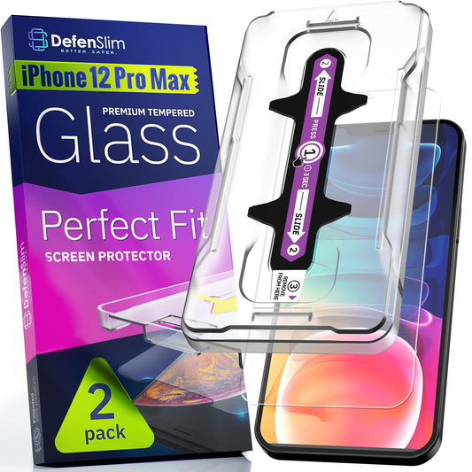 Defenslim iPhone 12 Pro Max Screen Protector [2-Pack] with Easy Auto-Align Install Kit