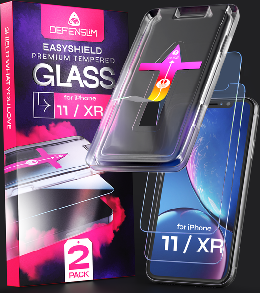 Defenslim iPhone 11 / XR Screen Protector [2-Pack] with Easy Auto-Align Install Kit