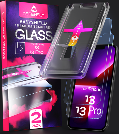 Defenslim iPhone 13/13 Pro Screen Protector [2-Pack] with Easy Auto-Align Install Kit