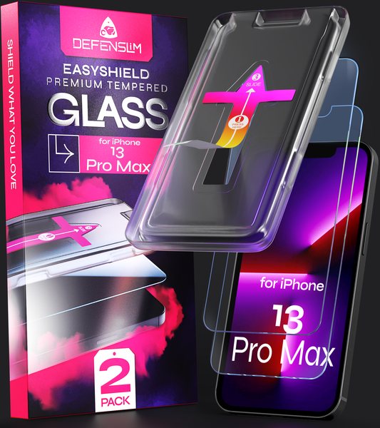 Defenslim iPhone 13 Pro Max Screen Protector [2-Pack] with Easy Auto-Align Install Kit