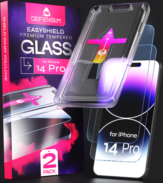 Defenslim iPhone 14 Pro Screen Protector [2-Pack] with Easy Auto-Align Install Kit