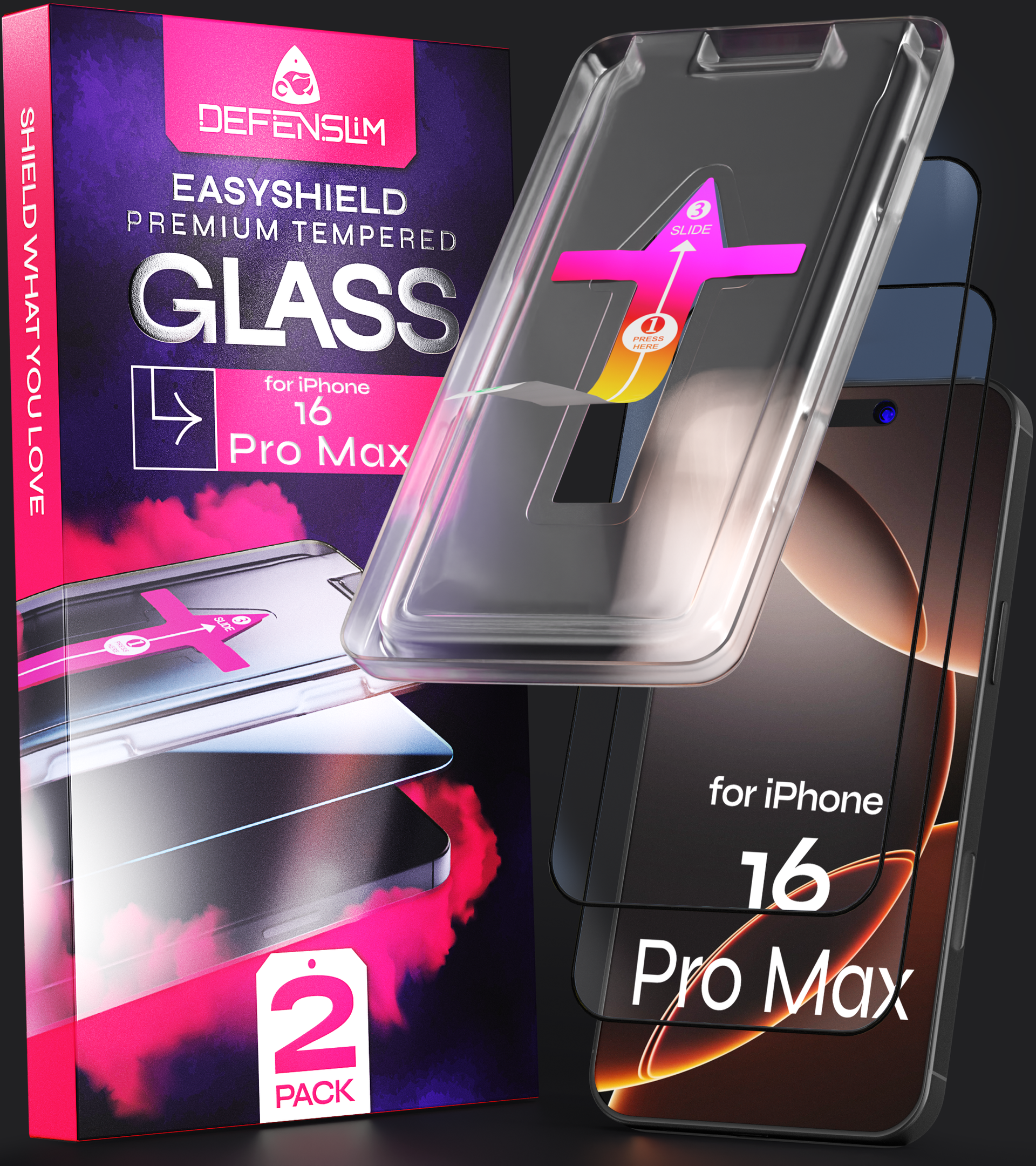 Defenslim iPhone 16 Pro Max Screen Protector [2-Pack] with Easy