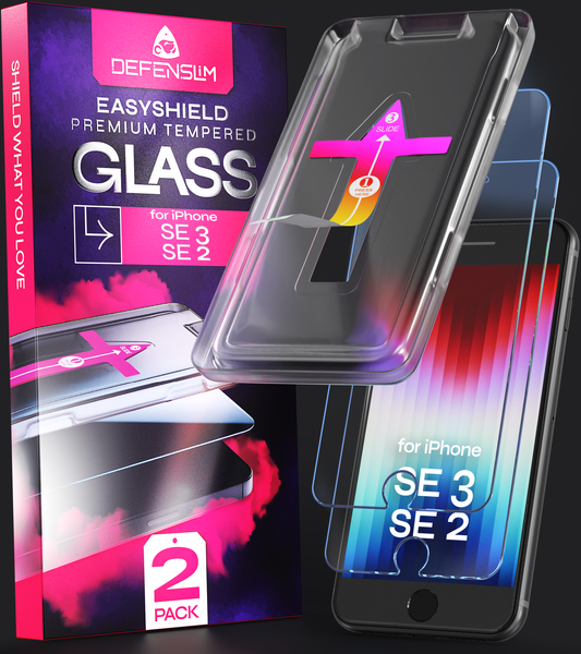 Defenslim iPhone SE 3 / SE 2 (2022/2020) Screen Protector [2-Pack] with Easy Auto-Align Install Kit
