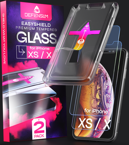 Defenslim iPhone XS Screen Protector [2-Pack] with Easy Auto-Align Install Kit