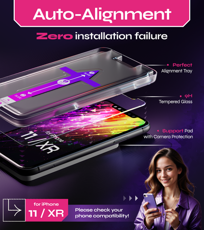 Defenslim iPhone 11 / XR Screen Protector [2-Pack] with Easy Auto-Align Install Kit