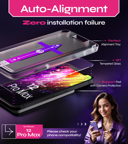 Defenslim iPhone 12 Pro Max Screen Protector [2-Pack] with Easy Auto-Align Install Kit