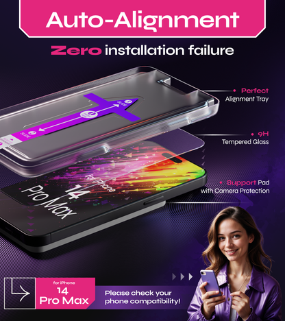 Defenslim iPhone 14 Pro Max Screen Protector [2-Pack] with Easy Auto-Align Install Kit