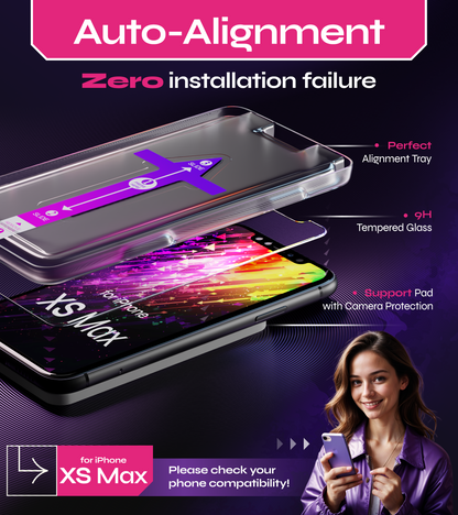 Defenslim iPhone XS Max Screen Protector [2-Pack] with Easy Auto-Align Install Kit