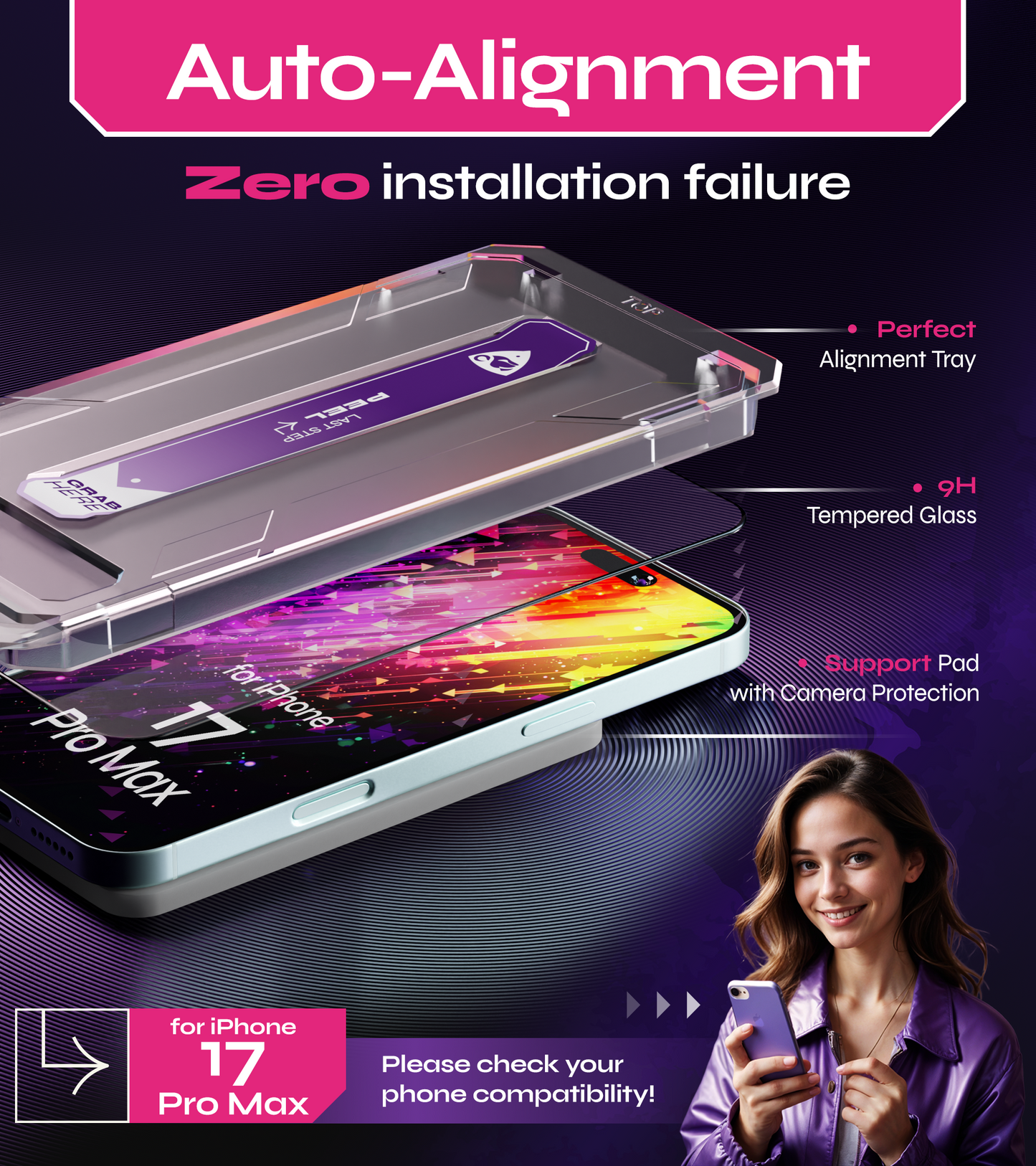 DefenSlim iPhone 17 Pro Max Screen Protector [2-Pack] with Easy Auto-Align Install Kit