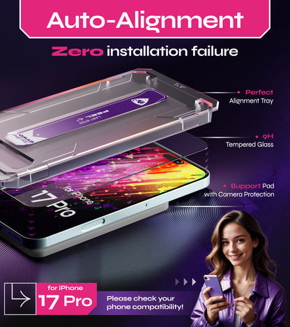 Defenslim iPhone 17 PRO Screen Protector [2-Pack] with Easy Auto-Align Install Kit