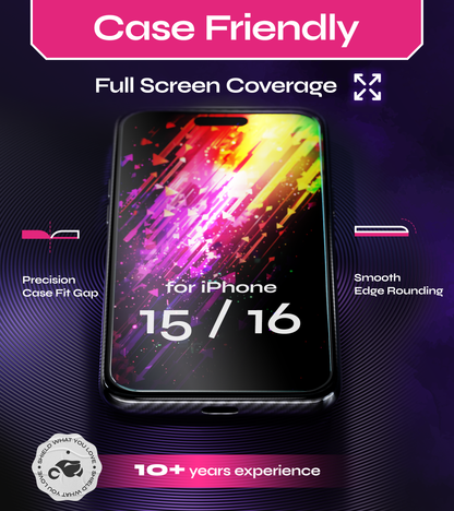 Defenslim iPhone 16 / 15 Screen Protector [2-Pack] with Easy Auto-Align Install Kit