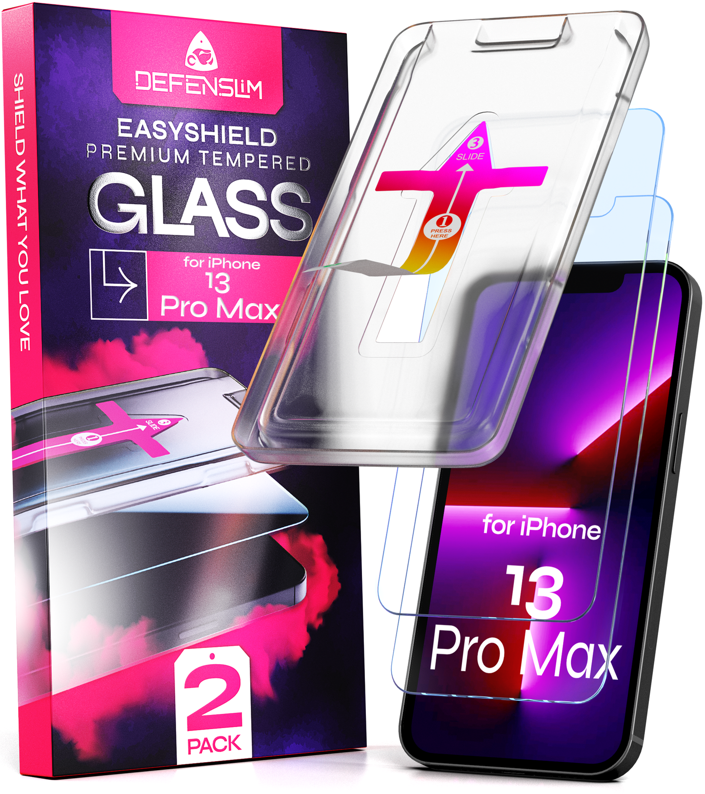 Defenslim iPhone 13 Pro Max Screen Protector [2-Pack] with Easy Auto-Align Install Kit