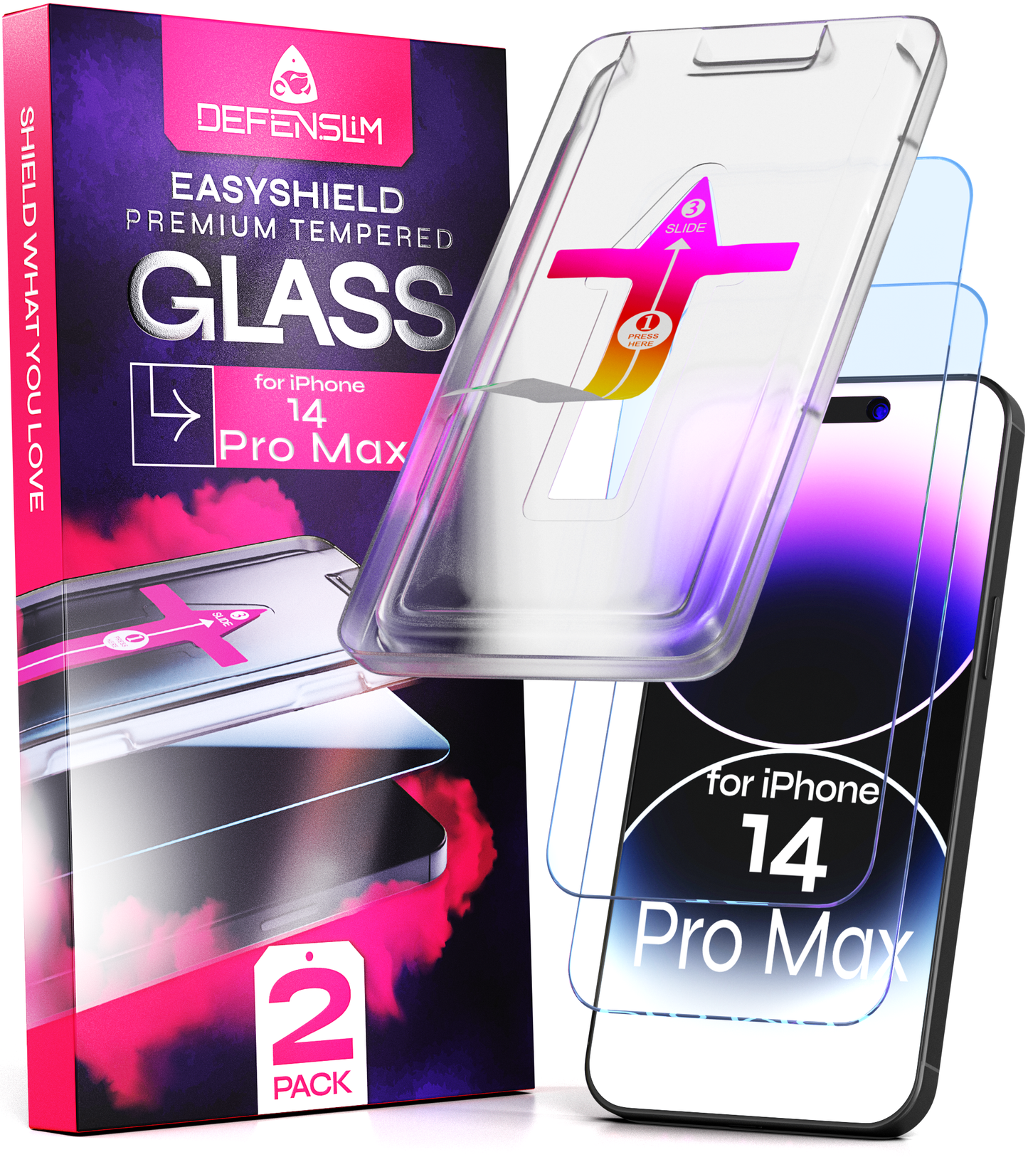 Defenslim iPhone 14 Pro Max Screen Protector [2-Pack] with Easy Auto-Align Install Kit