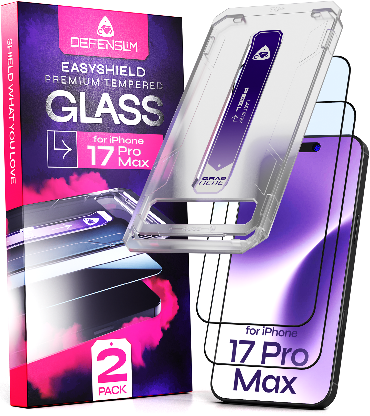 DefenSlim iPhone 17 Pro Max Screen Protector [2-Pack] with Easy Auto-Align Install Kit