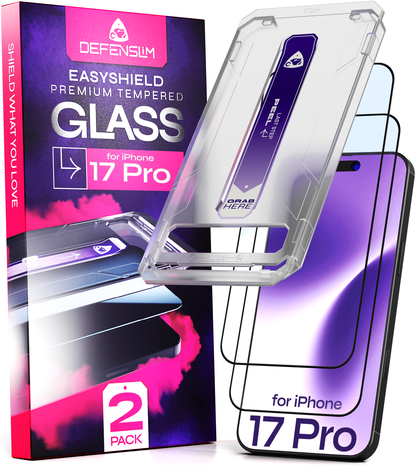 Defenslim iPhone 17 PRO Screen Protector [2-Pack] with Easy Auto-Align Install Kit