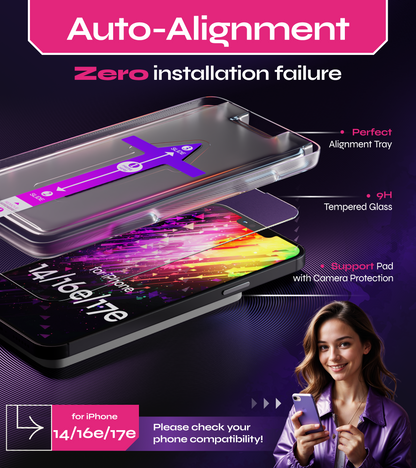 Defenslim for iPhone 14 / 16e / 17e Screen Protector [2-Pack] with Easy Auto-Align Install Kit