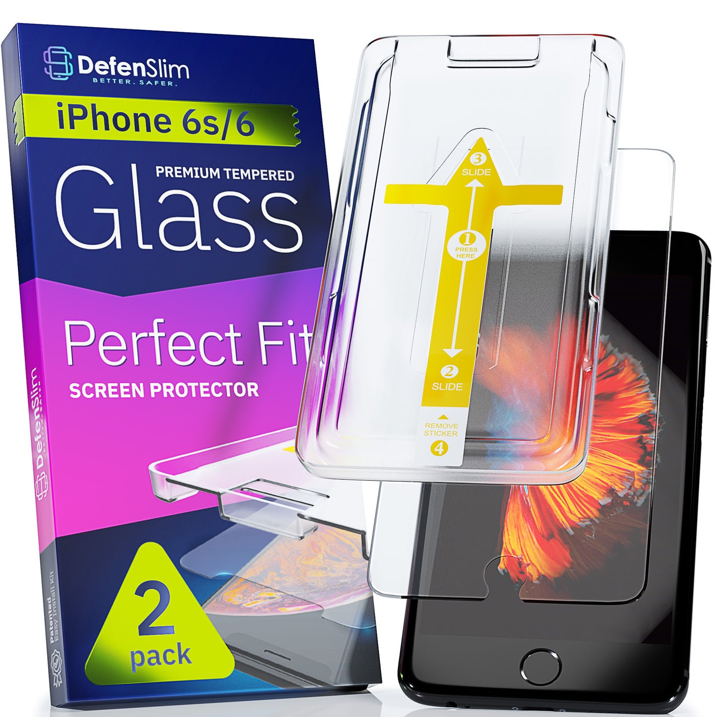 Defenslim iPhone 6s Screen Protector [2-Pack] with Easy Auto-Align Install Kit